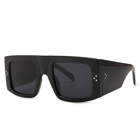 Vintage Oversized Quadratische Sonnenbrille Damen UV400 Schutz Dreifach Niet Mode Brille PC Material
