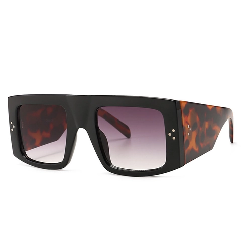 Vintage Oversized Quadratische Sonnenbrille Damen UV400 Schutz Dreifach Niet Mode Brille PC Material