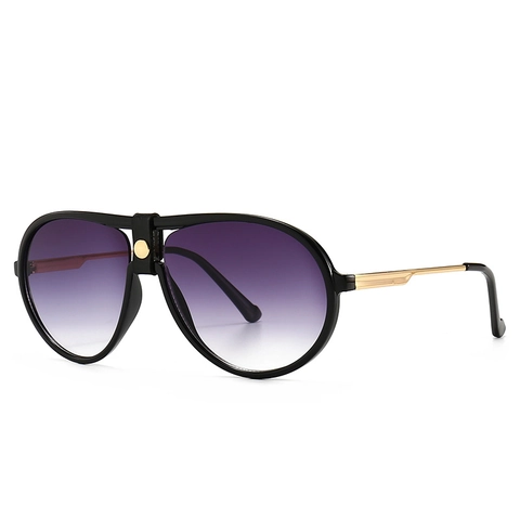 Classic Aviator Sunglasses Plastic Metal Frame Gradient PC Lens UV Protection Synthetic Leather Detail Pilot Eyewear Men Women