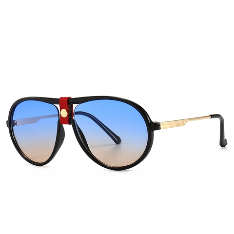 Classic Aviator Sunglasses Plastic Metal Frame Gradient PC Lens UV Protection Synthetic Leather Detail Pilot Eyewear Men Women