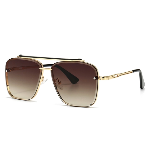 Square Frame Sunglasses UV400 Protection Metal Plastic Frame Double Bridge Navigator Style Retro Fashion For Men Women
