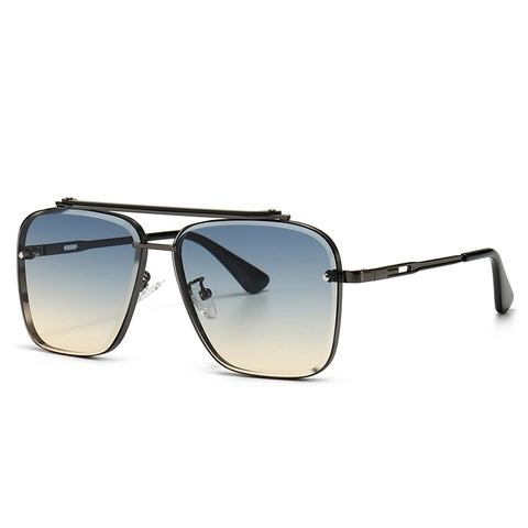 Square Frame Sunglasses UV400 Protection Metal Plastic Frame Double Bridge Navigator Style Retro Fashion For Men Women