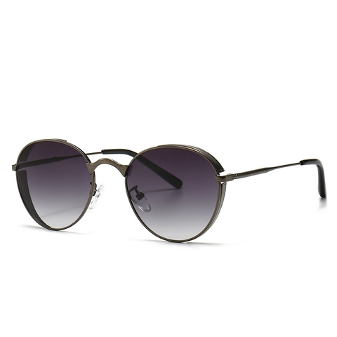 Gafas de Sol Punk Redondas Vintage para Mujer Hombre Marco de Metal Lentes de PC Protección UV400 Gafas de Moda Retro