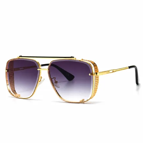 Steampunk Retro Square Sunglasses Metal Frame Mesh Side Shields Gradient Lens Industrial Style Unisex Fashion Eyewear