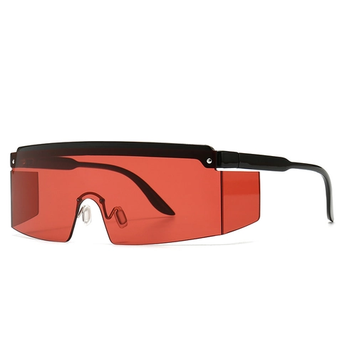 Oversized One-Piece Zonnebril Voor Heren Dames Futuristische Grote Plastic Frame UV400 Goggle Stijl Mode Brillen