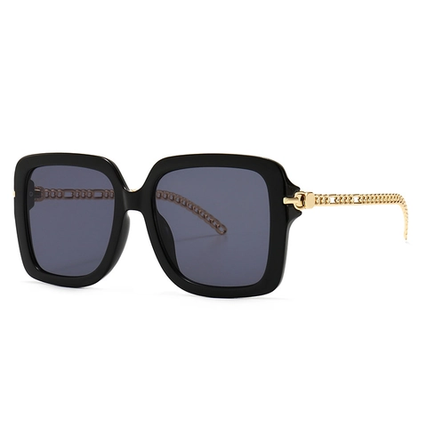 Quadratische Große Sonnenbrille Retro UV400 PC Gläser Mit Metallkettenbügeln Moderne Mode Brillen Für Damen