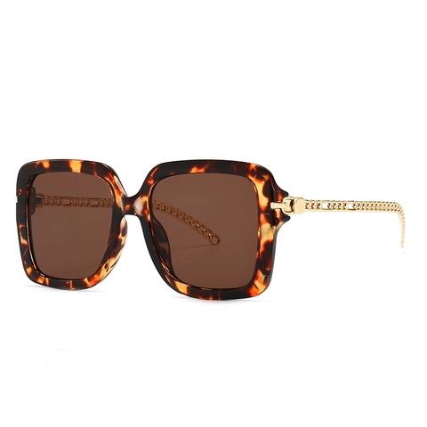 Quadratische Große Sonnenbrille Retro UV400 PC Gläser Mit Metallkettenbügeln Moderne Mode Brillen Für Damen