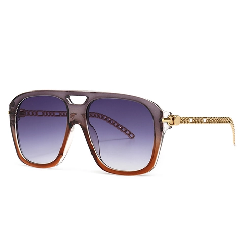 Oversized Square Sunglasses For Women Metal Chain Temples PC Frame UV400 Protection Vintage Trendy Outdoor Eyewear Fashion