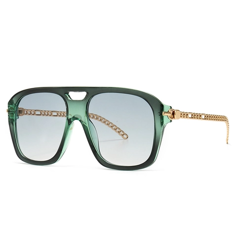Oversized Square Sunglasses For Women Metal Chain Temples PC Frame UV400 Protection Vintage Trendy Outdoor Eyewear Fashion