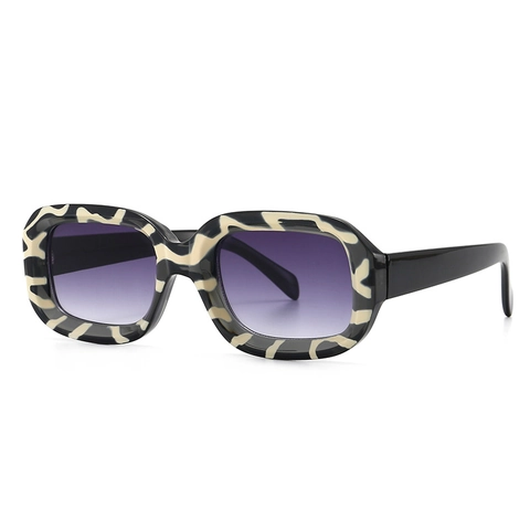 Retro Square Frame Sunglasses UV400 Protection Plastic PC Modern Zebra Leopard Print Trendy Eyewear For Women Men