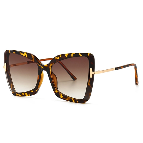 Übergroße Schmetterlings Sonnenbrille Damen PC Rahmen Metallbügel UV400 Verlaufsgläser Retro Street Style