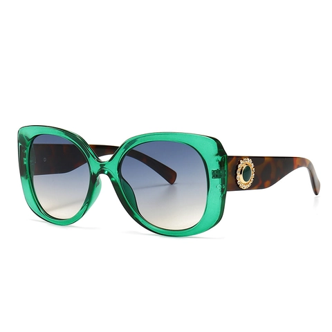 Oversized Square Sunglasses For Women Vintage Luxury Crystal Petal Embellished UV400 Gradient Lens Plastic Metal Frame