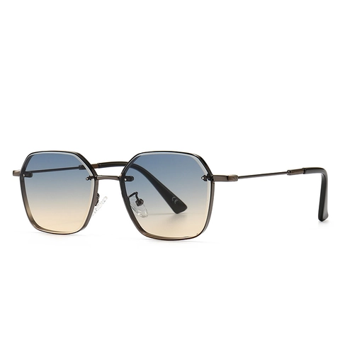 Lunettes De Soleil Polygonales Rétro Monture Métal Verres Dégradés AC Protection UV Géométrique Vintage Petites Femmes Hommes