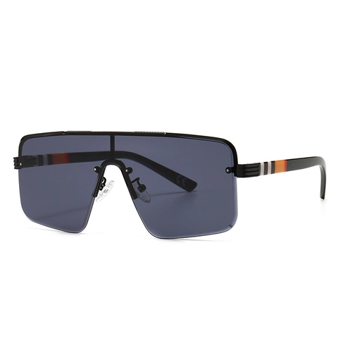 Lunettes De Soleil Shield Surdimensionnées Monture Vintage Verres PC Protection UV400 Branches Rayées Style Rétro Pour Femmes