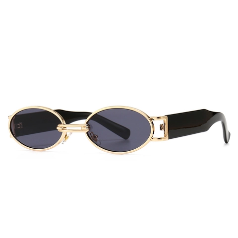 Retro Ovalen Zonnebril Metalen Frame UV400 Bescherming Punk Rock Stijl Mode Voor Heren Dames