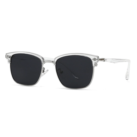 Retro Browline Polarized Sunglasses UV400 Protection Metal Plastic Half Frame Classic Vintage Fashion Eyewear Unisex