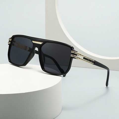 Oversized Square Sunglasses Pilot Style Retro Metal Decor UV400 Protection PC Lens Fashion Eyewear For Men And Women