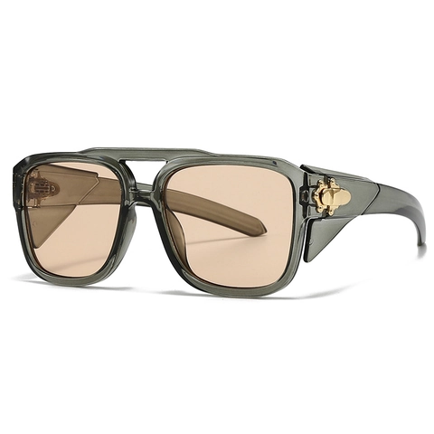 Retro Oversized Square Sunglasses PC Frame Metal Bee Decoration UV400 Protection Fashion Eyewear For Women Men