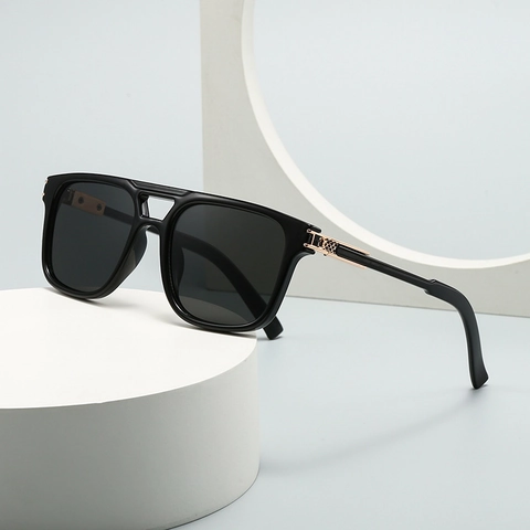 Square Pilot Sunglasses Vintage Retro Double Bridge UV400 PC Lens Plastic Metal Frame Fashion Eyewear
