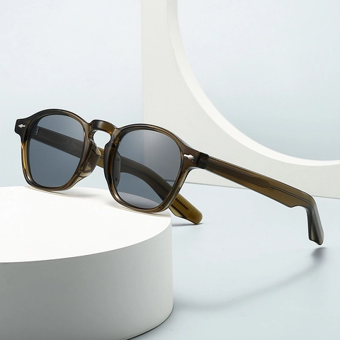 Retro Runde Quadratische Sonnenbrille UV400 Schutz PC Rahmen Vintage Nietendekor Mode Brille Für Herren Und Damen
