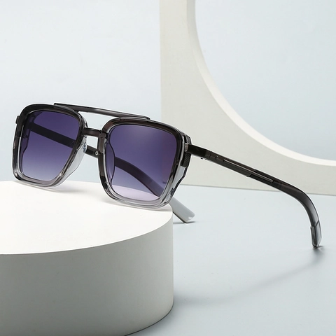 Square Aviator Sunglasses PC Metal Frame Double Bridge Retro UV400 Protection Fashion Eyewear For Men Women