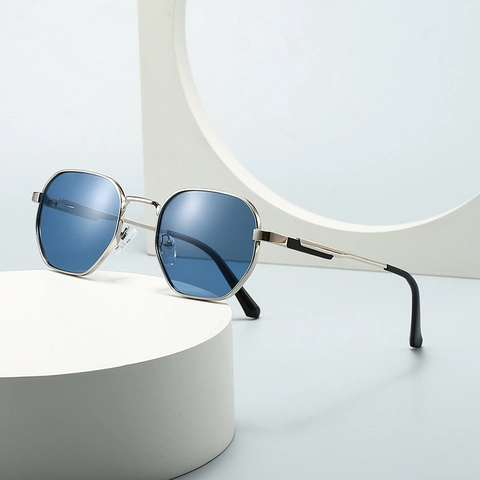 Lunettes De Soleil Polarisées Polygone Monture Métal Protection UV400 Rétro Hexagonale Pour Hommes Femmes Mode Extérieure