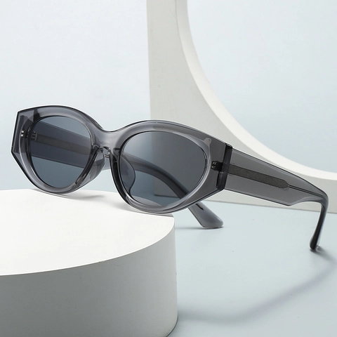 Retro Cat Eye Zonnebril UV400 Bescherming PC Frame Vintage Ovaal Dik Frame Eyewear Trendy Voor Dames Heren