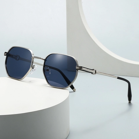 Lunettes De Soleil Hexagonales Monture Métallique Polarisées Protection UV Vintage Polygone Pour Hommes Femmes Conduite