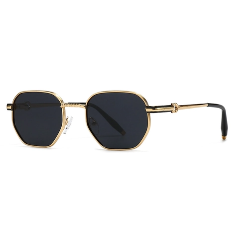 Lunettes De Soleil Hexagonales Monture Métallique Polarisées Protection UV Vintage Polygone Pour Hommes Femmes Conduite