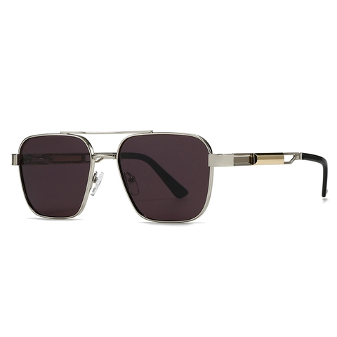 Square Polarized Sunglasses Metal Frame Double Bridge UV400 Protection Retro Fashion Eyewear For Men Women