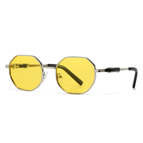 Gepolariseerde Octagon Zonnebril Metaal Polygoon Frame Retro Trendy Streetwear UV400 Bescherming Voor Heren Dames Unisex