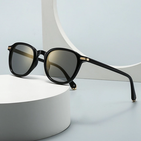 Retro Ronde Zonnebril Voor Dames En Heren UV400-Bescherming Kunststof Frame Harslens Met Gouden Metalen Accenten