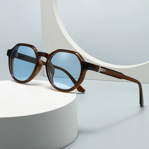 Retro Polygon Sunglasses For Men Women PC Frame UV400 Protection Fashion Square Eyewear With Metal Hinge Decorative