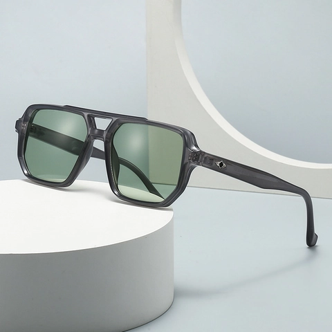 Retro Square Sunglasses Large Frame PC Lens UV400 Double Bridge Vintage Trendy Eyewear For Men Women