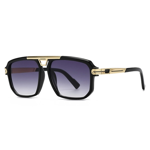 Retro Large Frame Sunglasses Men Square Metal PC Frame UV400 Fashion Pilot Style Eyewear