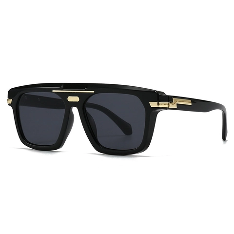 Oversized Square Sunglasses Retro Modern Plastic Frame Gold Metal Accents UV400 Protection Street Fashion For Women Men