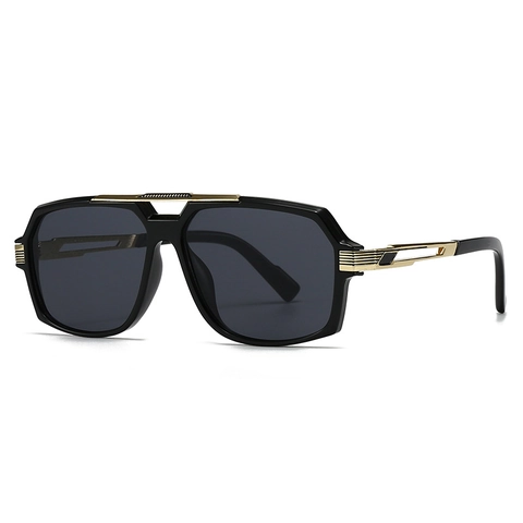 Lunettes De Soleil Navigateur Rétro Homme Grand Cadre Métal PC Protection UV400 Verre Dégradé Mode