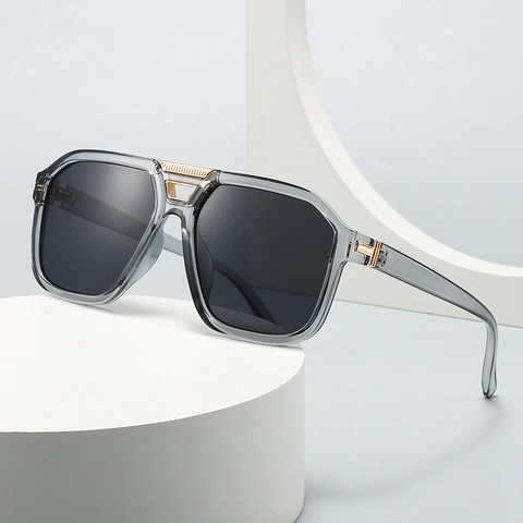Retro Quadratische Sonnenbrille UV400 Schutz Großer Rahmen Metall PC Material Trendy Straßenfotografie Stil Herren