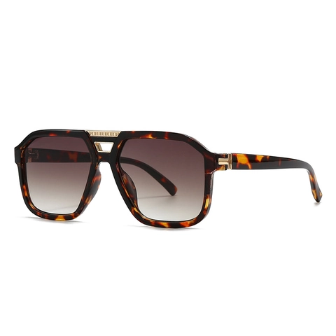 Retro Quadratische Sonnenbrille UV400 Schutz Großer Rahmen Metall PC Material Trendy Straßenfotografie Stil Herren