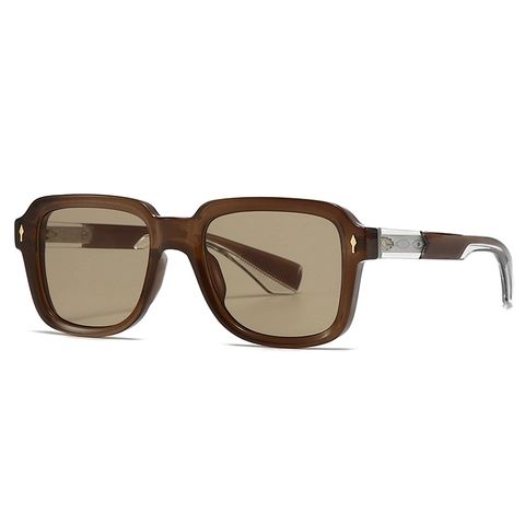 Vintage Square Sunglasses UV400 Protection Polarized PC Frame Metal Rivets Fashion Polygonal Eyewear Unisex