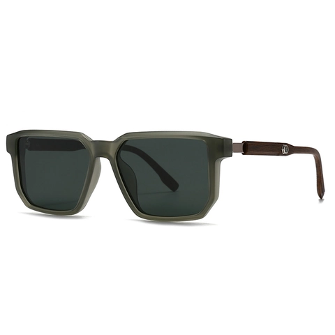 Polarized Sunglasses Retro Square PC Frame Wood Grain Temples UV400 Protection Unisex Driving Outdoor Fashion Eyewear