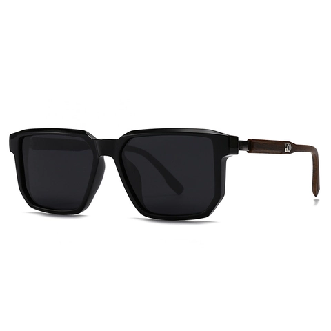 Polarized Sunglasses Retro Square PC Frame Wood Grain Temples UV400 Protection Unisex Driving Outdoor Fashion Eyewear