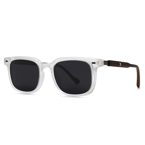 Retro Square Polarized Sunglasses UV400 PC Frame Wood Grain Temples Fashion Eyewear For Men Women