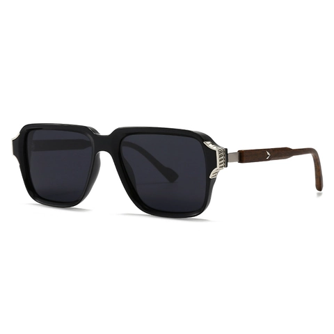 Polarized Sunglasses UV400 Protection Square Retro Frame Wood Grain Temples Classic Eyewear For Men And Women