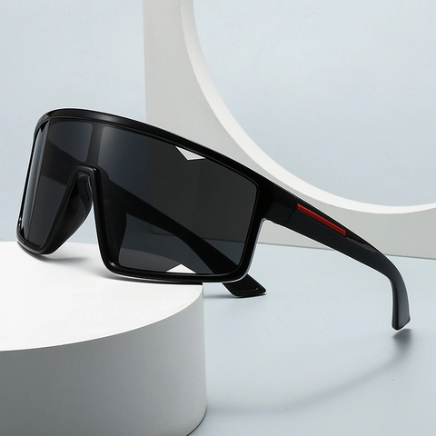 Occhiali Da Sole Shield Oversized Polarizzati UV400 Montura PC Sport All Aperto Ciclismo Guida Retro Uomini Donne