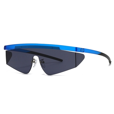 Occhiali Da Sole Shield Futuristici Montatura Lenti PC Protezione UV400 Oversize Geometrici Uomo Donna Unisex