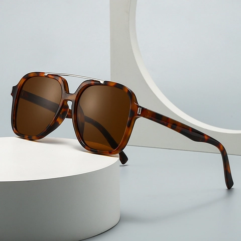 Gafas De Sol Cuadradas De Montura Grande PC Protección UV400 Vintage Doble Puente Barra De Metal Moda Street Style Para Mujeres Hombres