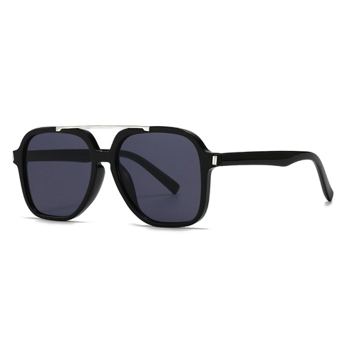 Gafas De Sol Cuadradas De Montura Grande PC Protección UV400 Vintage Doble Puente Barra De Metal Moda Street Style Para Mujeres Hombres