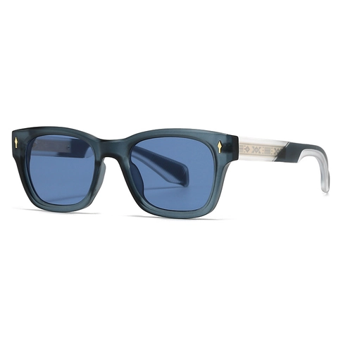 Vintage Square Sunglasses For Men Women Retro PC Frame UV400 Protection Gradient Lens Etched Metal Core Temples Fashion