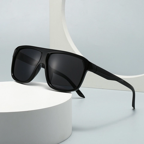 Polarized Sunglasses Plastic Square Frame UV400 Protection Large Flat Top Retro Modern For Men Women Unisex